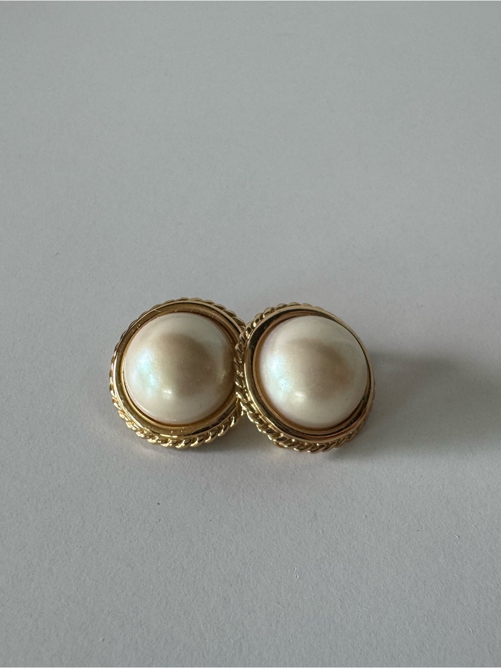 Carolee Gold-Tone Faux Pearl Button Clip-On Earrings in Ivory